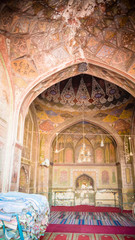 Fototapeta na wymiar Interior of Wazir Khan Mosque in Lahore Pakistan