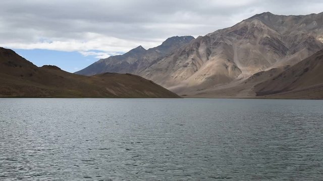 the chandratal lake at a height of 14500 feet