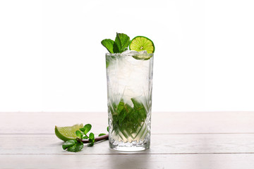 mojito cocktail isolated with mint and lime. summer cocktail