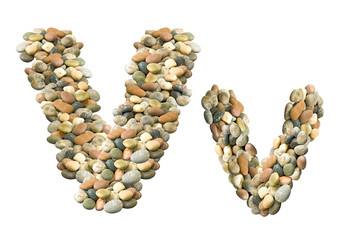 image of letter V made of stones on white background