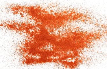 Pile of red paprika powder isolated on white background