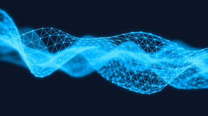 Abstract 3d technology futuristic geometrical and science neon background. Plexus digital wallpaper. Business concept. Medical structure and artificial intelligence. Rendering computer virtual reality