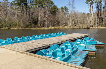 Pedal boats on the deck
