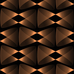 seamless tile with abstract linear pattern in copper shades on black
