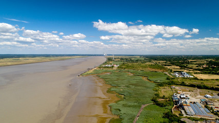 Vue aérienne sur le bords de Loire à Paimboeuf, France