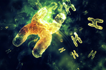Chromosome on scientific background