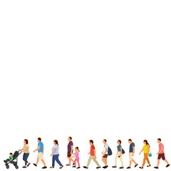 isolated, set, crowd of people, people go