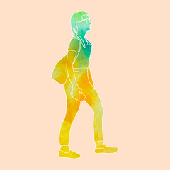 watercolor silhouette girl