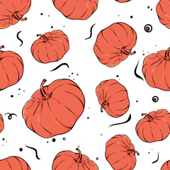 seamless pattern of pumpkins, haloween print, vector