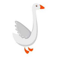 Cute Goose Cartoon Flat Vector Sticker or Icon