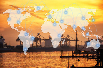 World wide shipping, Transportation industrial cargo logistic import and export with world map background
