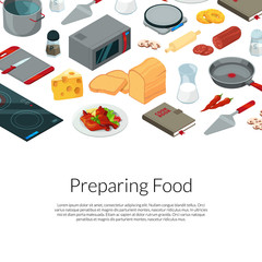 Vector cooking food isometric objects illustration