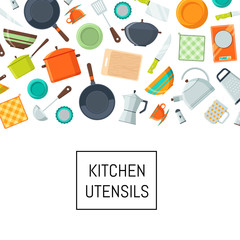 Vector kitchen utensils flat icons