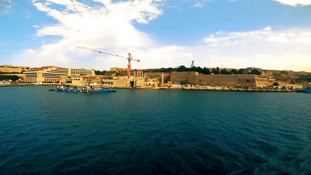 View on Msida Bastion Historic Garden from gulf, Malta