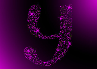 letter Y is star in purple bright