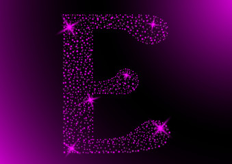 letter E is star in purple bright