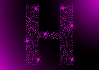 letter H is star in purple bright