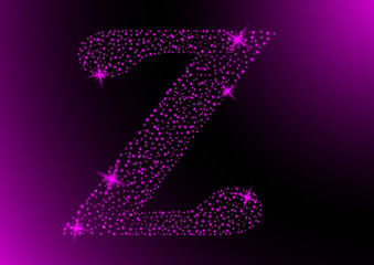 letter Z is star in purple bright
