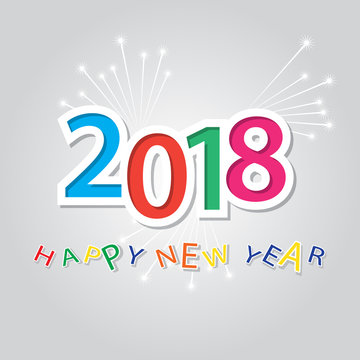 New Year 2018 .3D illustration of 2018 colorful numbers on a white background