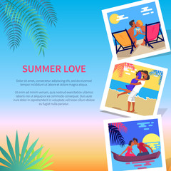 Summer Love Photos near Text Vector Illustration