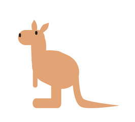 Cute kangaroo, simple style. Flat vector illustration. Isolated on white background.