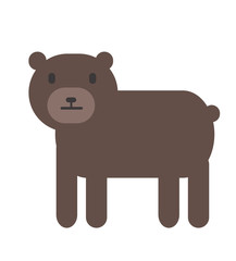 Obraz na płótnie Canvas Cute brown bear, simple style. Flat vector illustration. Isolated on white background.