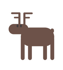 Brown deer, simple style. Flat vector illustration. Isolated on white background.
