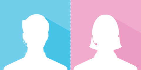 avatar head profile silhouette with shadow call center male and female picture