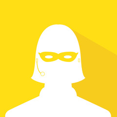 avatar head profile silhouette with shadow call center thief mask female picture