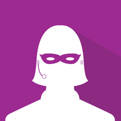 avatar head profile silhouette with shadow call center thief mask female picture