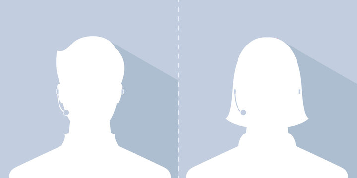 avatar head profile silhouette with shadow call center male and female picture
