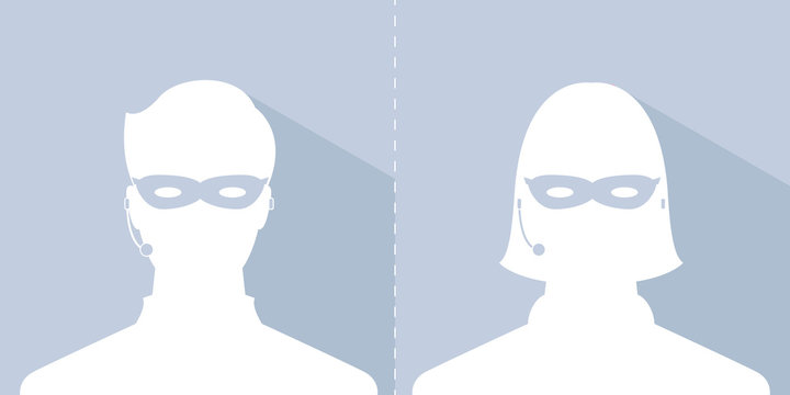 avatar head profile silhouette with shadow call center thief mask male and female picture