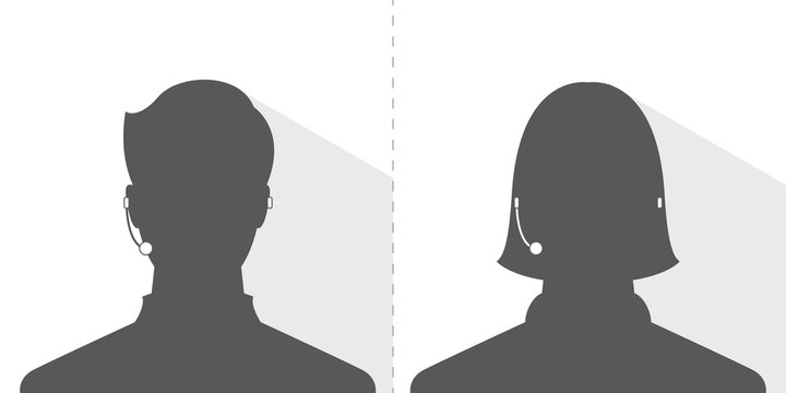avatar head profile silhouette with shadow call center male and female picture