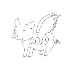 The symbol of the year drawn by one line