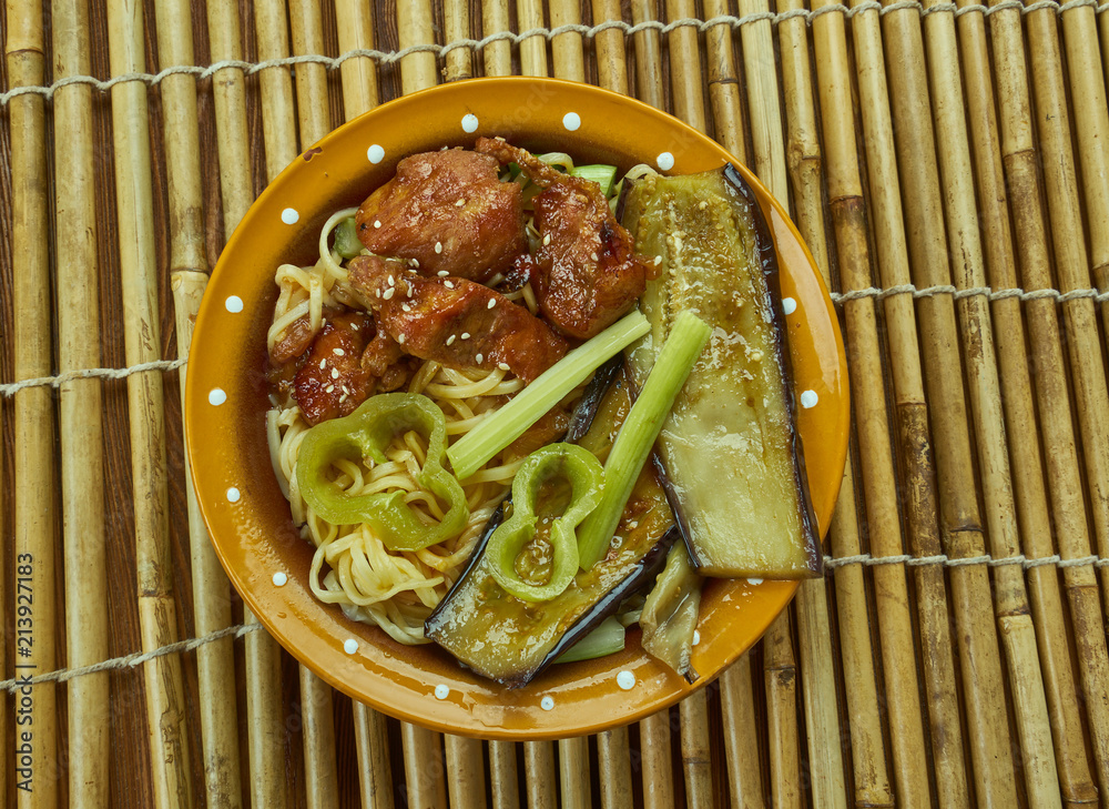 Wall mural caramelized pork ramen noodle soup