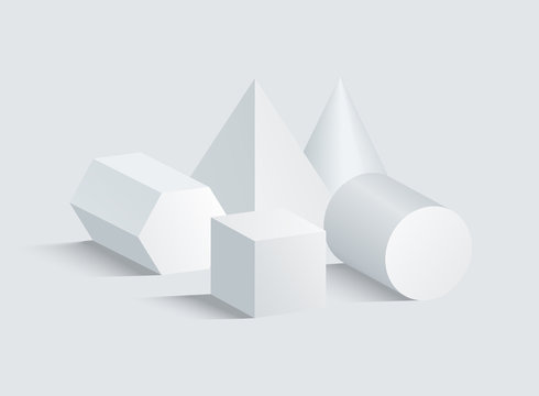 Cube and Cone, Cylinder and Pyramid Figures Set