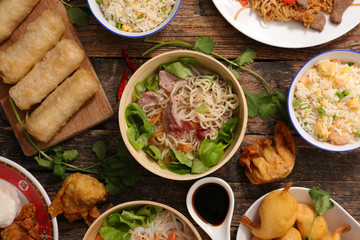 assorted chinese food
