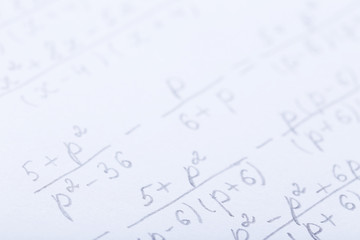 Exercise book with maths formulas