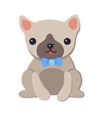 Dog Picture Pug and Bow Poster Vector Illustration