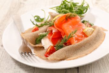 buckwheat crepe with smoked salmon