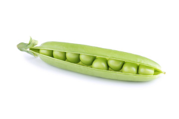 Fresh green peas isolated on white