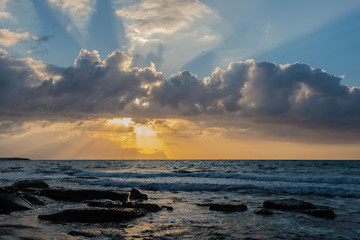 Fototapeta premium Sunset on the beach, Balestrate, Sicily, Italy