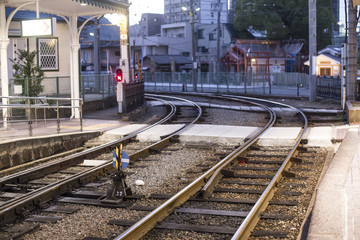 Naklejka premium Detail shot of railroad tracks