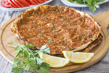 Turkish foods; Turkish pizza, lahmacun