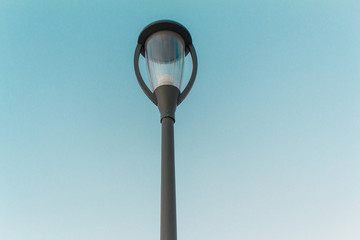 LED street light technology with blue sky
