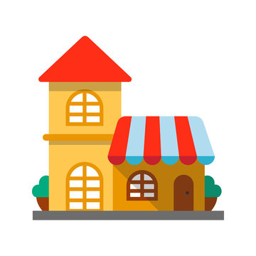 Restaurant, cafe flat design long shadow color icon