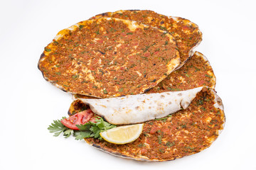 Turkish foods; Turkish pizza, lahmacun