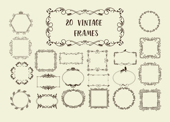Set of Vector Vintage Decorative Elements for Invitations, Banners, Posters, Placards, Badges or Logotypes.