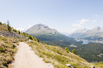 St. Moritz, Muottas Muragl, Panoramaweg, Seenplatte, Alpen, Oberengadin, Graubünden, Sommer, Schweiz