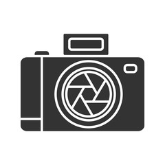 Professional photo camera glyph icon